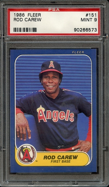 1986 FLEER 151 ROD CAREW PSA MINT 9