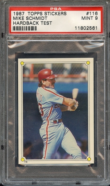 1987 TOPPS STICKERS 116 MIKE SCHMIDT HARDBACK TEST PSA MINT 9