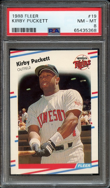 1988 FLEER 19 KIRBY PUCKETT PSA NM-MT 8