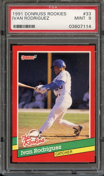 1991 DONRUSS ROOKIES 33 IVAN RODRIGUEZ PSA MINT 9