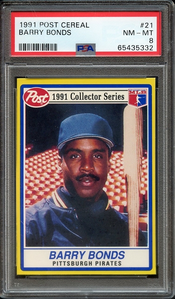 1991 POST CEREAL 21 BARRY BONDS PSA NM-MT 8