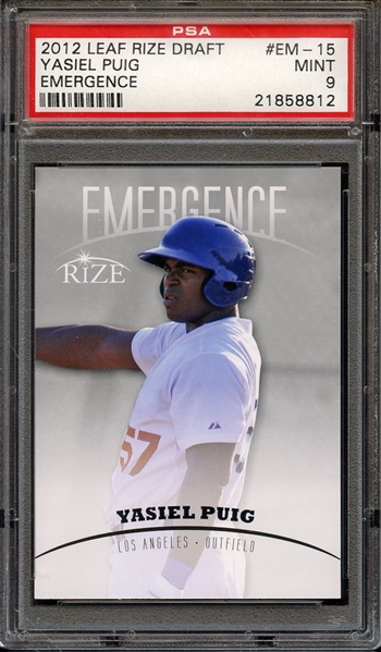 2012 LEAF RIZE DRAFT EMERGENCE EM-15 YASIEL PUIG EMERGENCE PSA MINT 9