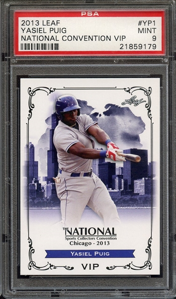 2013 LEAF NATIONAL CONVENTION VIP N-YP1 YASIEL PUIG NATIONAL CONVENTION VIP PSA MINT 9