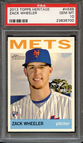 2013 TOPPS HERITAGE H568 ZACK WHEELER PSA GEM MT 10