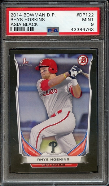 2014 BOWMAN DRAFT PICKS DP122 RHYS HOSKINS ASIA BLACK PSA MINT 9