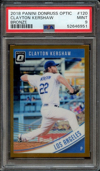 2018 PANINI DONRUSS OPTIC 120 CLAYTON KERSHAW BRONZE PSA MINT 9