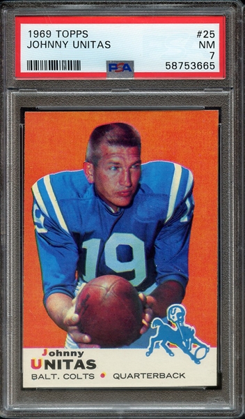 1969 TOPPS 25 JOHNNY UNITAS PSA NM 7