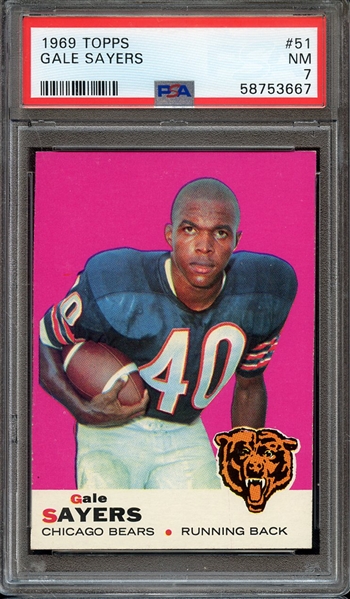 1969 TOPPS 51 GALE SAYERS PSA NM 7