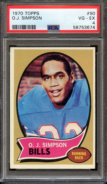 1970 TOPPS 90 O.J. SIMPSON PSA VG-EX 4