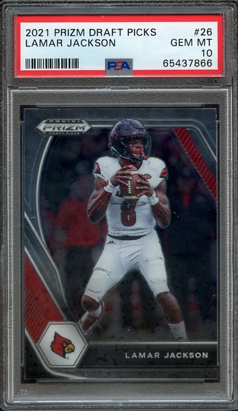 2021 PANINI PRIZM DRAFT PICKS 26 LAMAR JACKSON PSA GEM MT 10