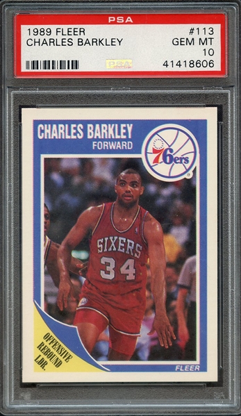 1989 FLEER 113 CHARLES BARKLEY PSA GEM MT 10