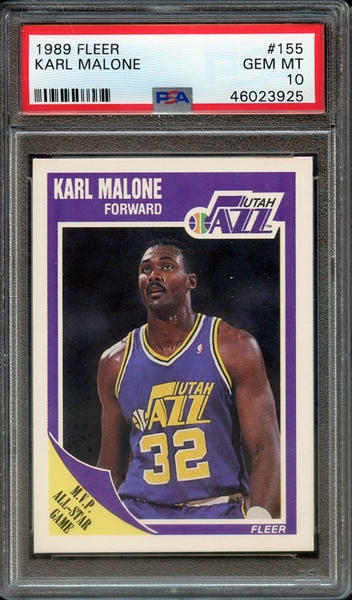 1989 FLEER 155 KARL MALONE PSA GEM MT 10