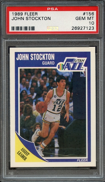 1989 FLEER 156 JOHN STOCKTON PSA GEM MT 10