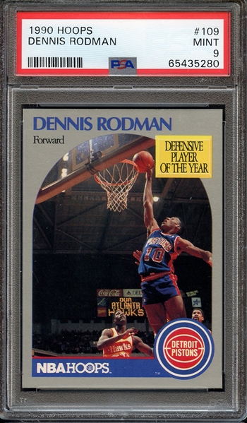 1990 HOOPS 109 DENNIS RODMAN PSA MINT 9