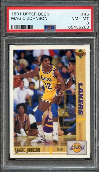 1991 UPPER DECK 45 MAGIC JOHNSON PSA NM-MT 8