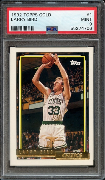 1992 TOPPS GOLD 1 LARRY BIRD PSA MINT 9