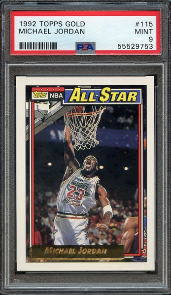 1992 TOPPS GOLD 115 MICHAEL JORDAN PSA MINT 9