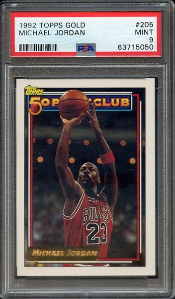 1992 TOPPS GOLD 205 MICHAEL JORDAN PSA MINT 9