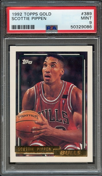 1992 TOPPS GOLD 389 SCOTTIE PIPPEN PSA MINT 9