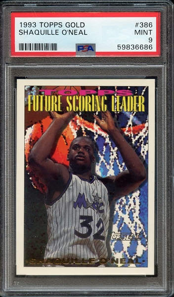 1993 TOPPS GOLD 386 SHAQUILLE O'NEAL PSA MINT 9