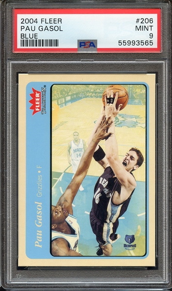 2004 FLEER TRADITION 206 PAU GASOL BLUE PSA MINT 9