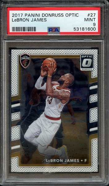 2017 PANINI DONRUSS OPTIC 27 LeBRON JAMES PSA MINT 9