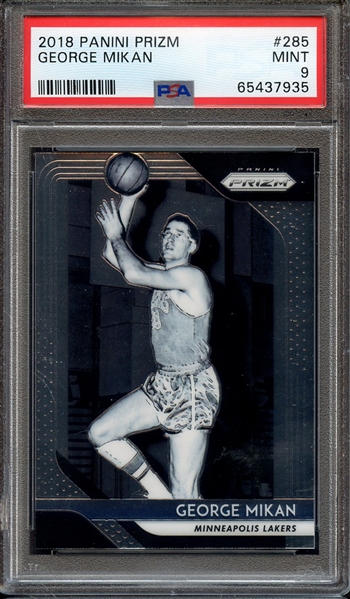 2018 PANINI PRIZM 285 GEORGE MIKAN PSA MINT 9