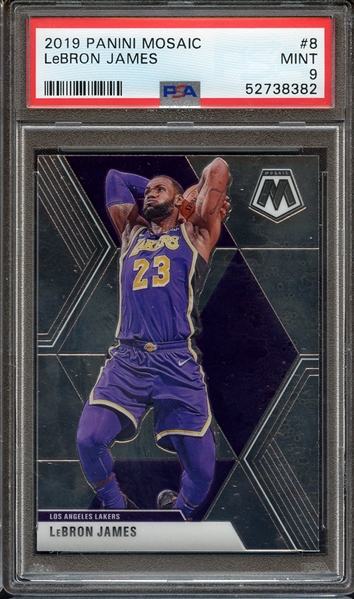 2019 PANINI MOSAIC 8 LeBRON JAMES PSA MINT 9