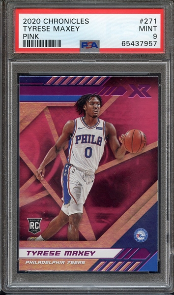 2020 PANINI CHRONICLES 271 TYRESE MAXEY PINK PSA MINT 9