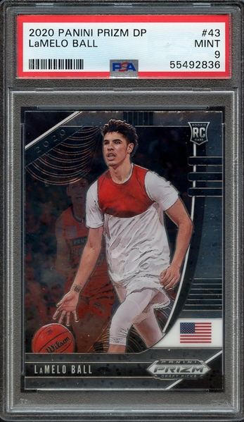 2020 PANINI PRIZM DRAFT PICKS 43 LaMELO BALL PSA MINT 9