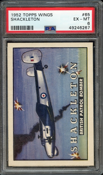 1952 TOPPS WINGS 65 SHACKLETON PSA EX-MT 6