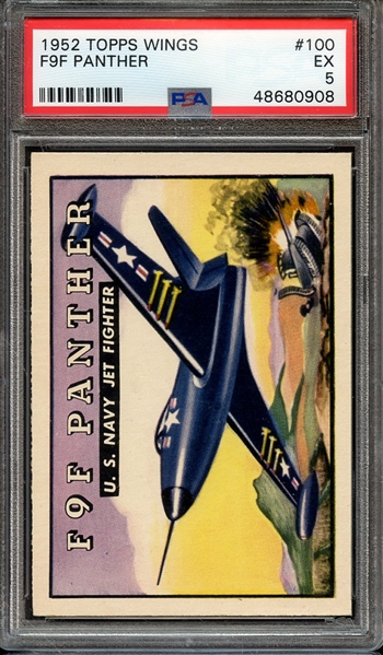 1952 TOPPS WINGS 100 F9F PANTHER PSA EX 5