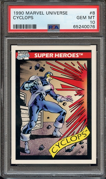 1990 MARVEL UNIVERSE 8 CYCLOPS PSA GEM MT 10