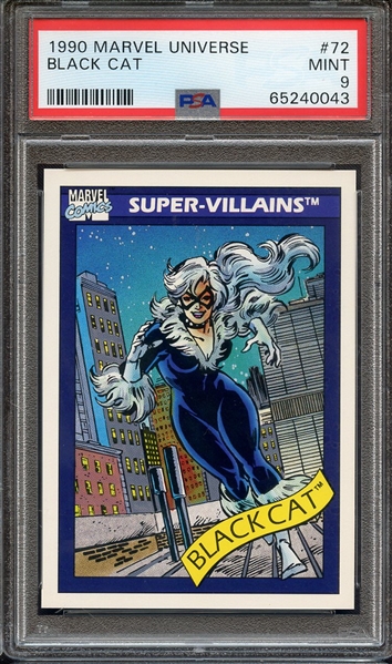 1990 MARVEL UNIVERSE 72 BLACK CAT PSA MINT 9