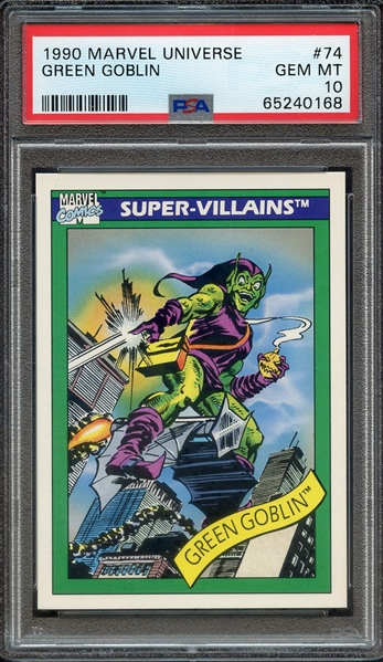 1990 MARVEL UNIVERSE 74 GREEN GOBLIN PSA GEM MT 10