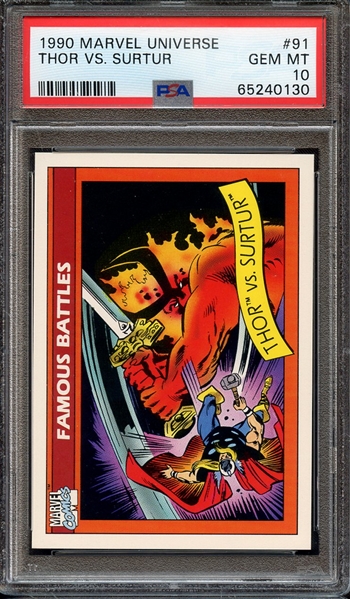 1990 MARVEL UNIVERSE 91 THOR VS. SURTUR PSA GEM MT 10