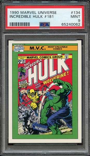 1990 MARVEL UNIVERSE 134 INCREDIBLE HULK #181 PSA MINT 9