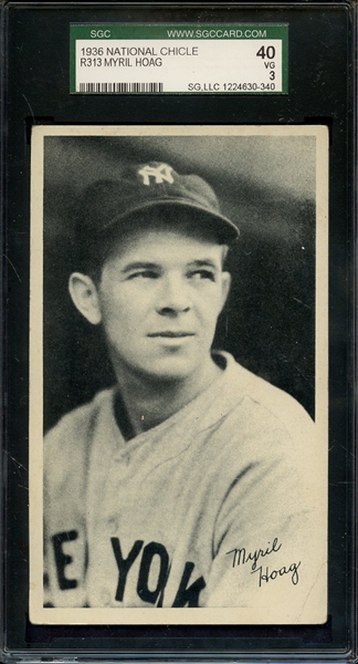 1936 NATIONAL CHICLE R313 MYRIL HOAG SGC VG 40 / 3