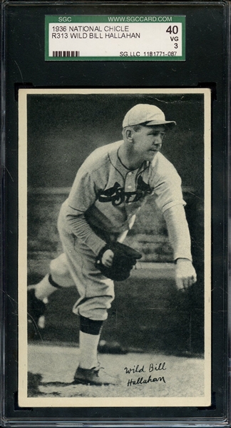 1936 NATIONAL CHICLE R313 WILD BILL HALLAHAN SGC VG 40 / 3