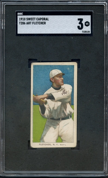 1910 PIEDMONT CIGARETTES T206 ART FLETCHER SGC VG 3