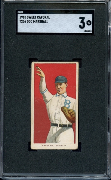 1910 PIEDMONT CIGARETTES T206 DOC MARSHALL SGC VG 3