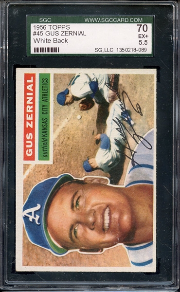 1956 TOPPS 45 GUS ZERNIAL WHITE BACK SGC EX+ 70 / 5.5