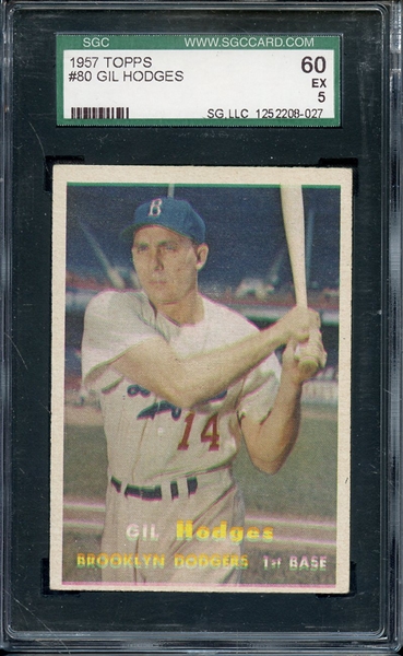 1957 TOPPS 80 GIL HODGES SGC EX 60 / 5