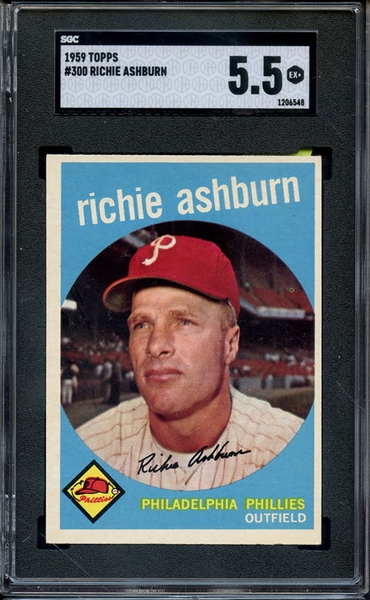 1959 TOPPS 300 RICHIE ASHBURN SGC EX+ 5.5