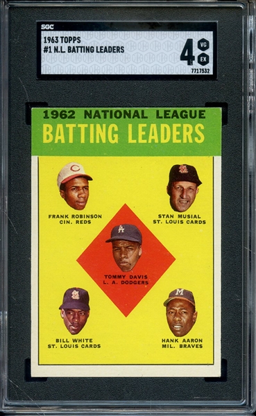 1963 TOPPS 1 NL BATTING LEADERS SGC VG-EX 4