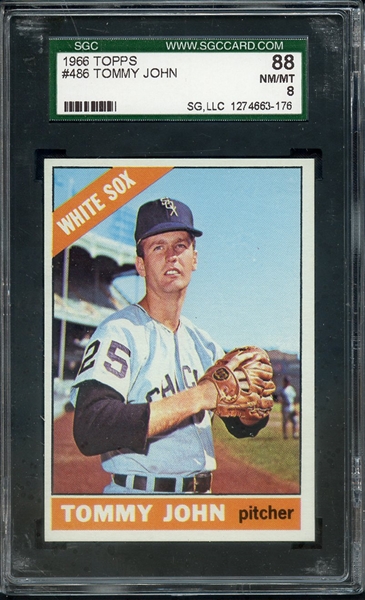 1966 TOPPS 486 TOMMY JOHN SGC NM/MT 88 / 8