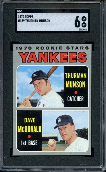 1970 TOPPS 189 THURMAN MUNSON SGC EX-MT 6