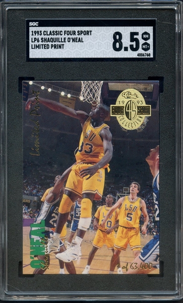 1993 CLASSIC FOUR SPORT LIMITED PRINT LP6 SHAQUILLE O'NEAL SGC NM-MT+ 8.5