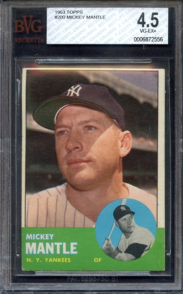 1963 TOPPS 200 MICKEY MANTLE BVG VG-EX+ 4.5