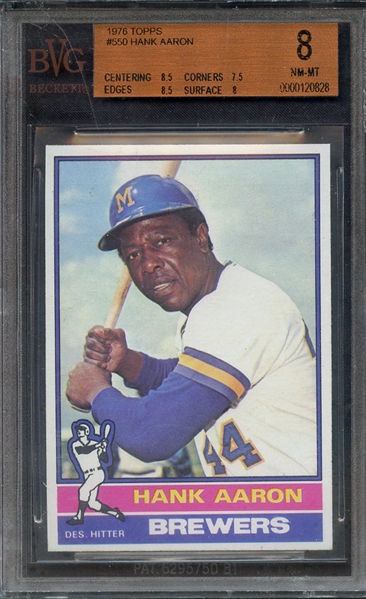 1976 TOPPS 550 HANK AARON BVG NM-MT 8 * CHIPPED CASE *